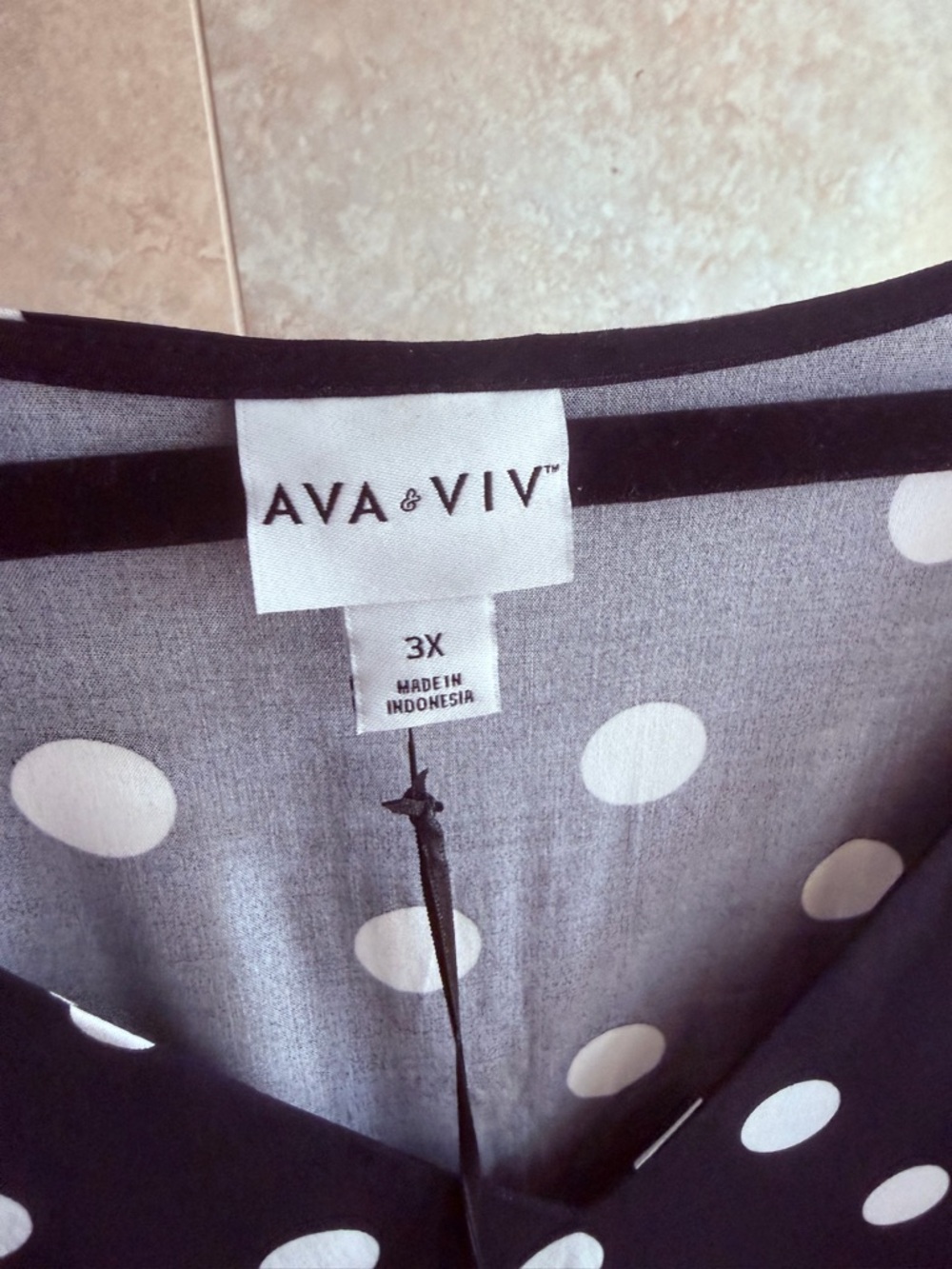 Ava & Viv Black and White Polka Dot Midi Dress - Picture 5 of 10